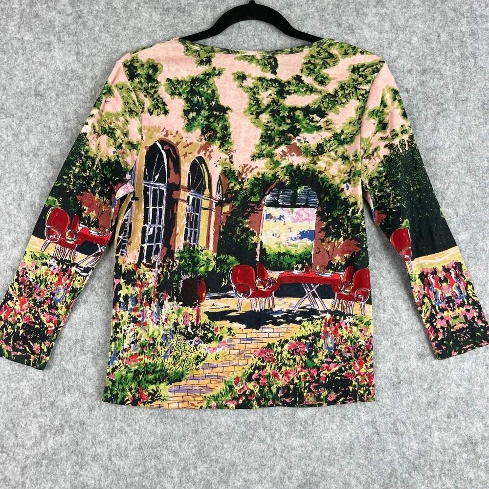 Vintage Take Two Y2K Top Womens Medium Tuscan Patio Scene Sequin Artsy Boho NWT - Picture 10 of 14